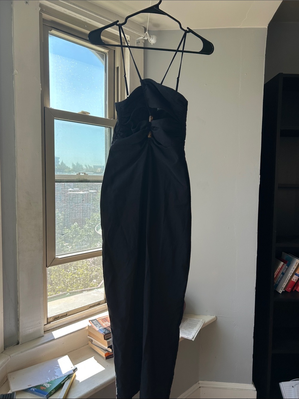 Zara Black Strapless Twist-Front Midi Dress